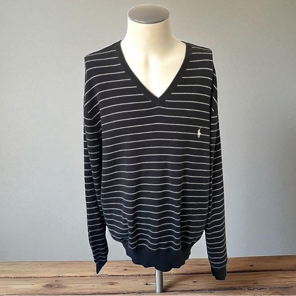RALPH LAUREN POLO STRIPED PIMA COTTON SWEATER SIZE XXL